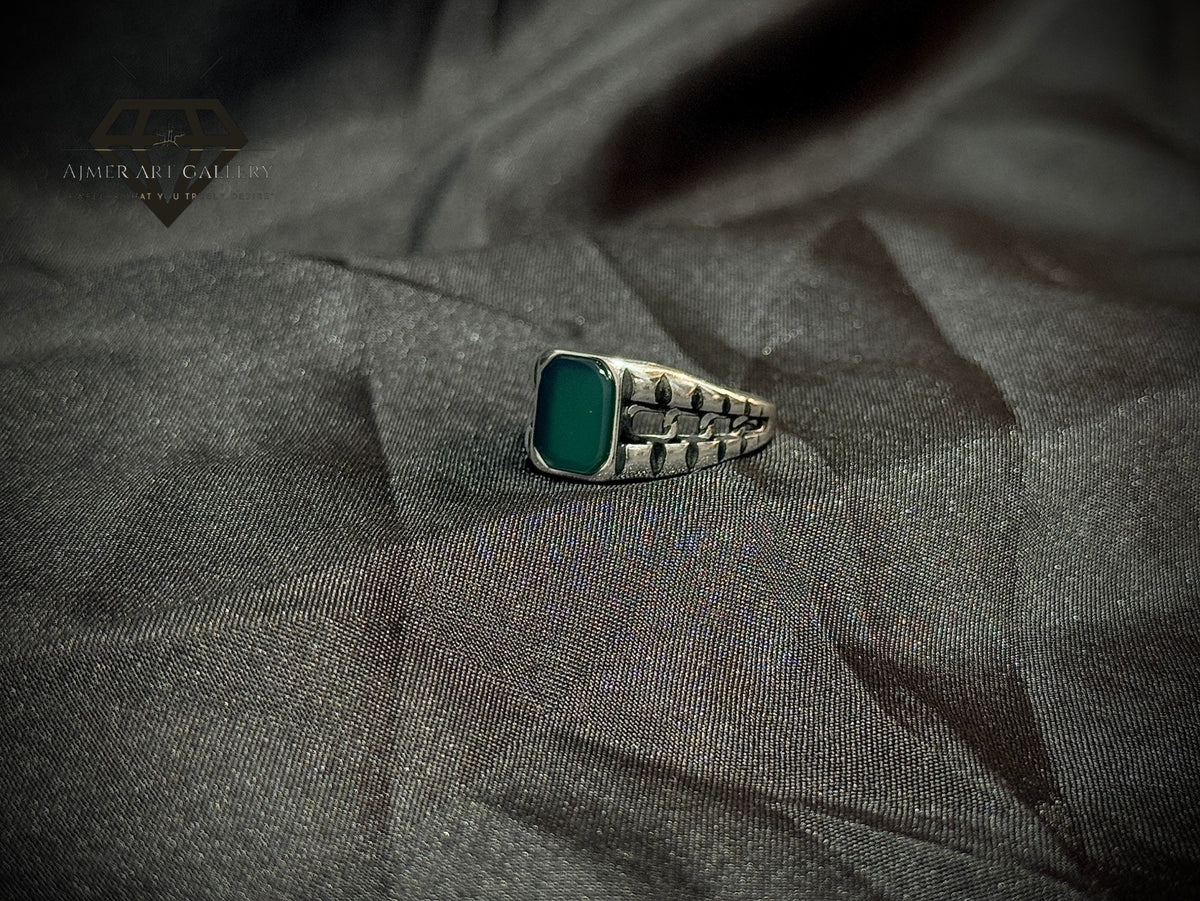 Green Aqeeq Ring