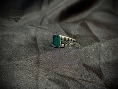Green Aqeeq Ring