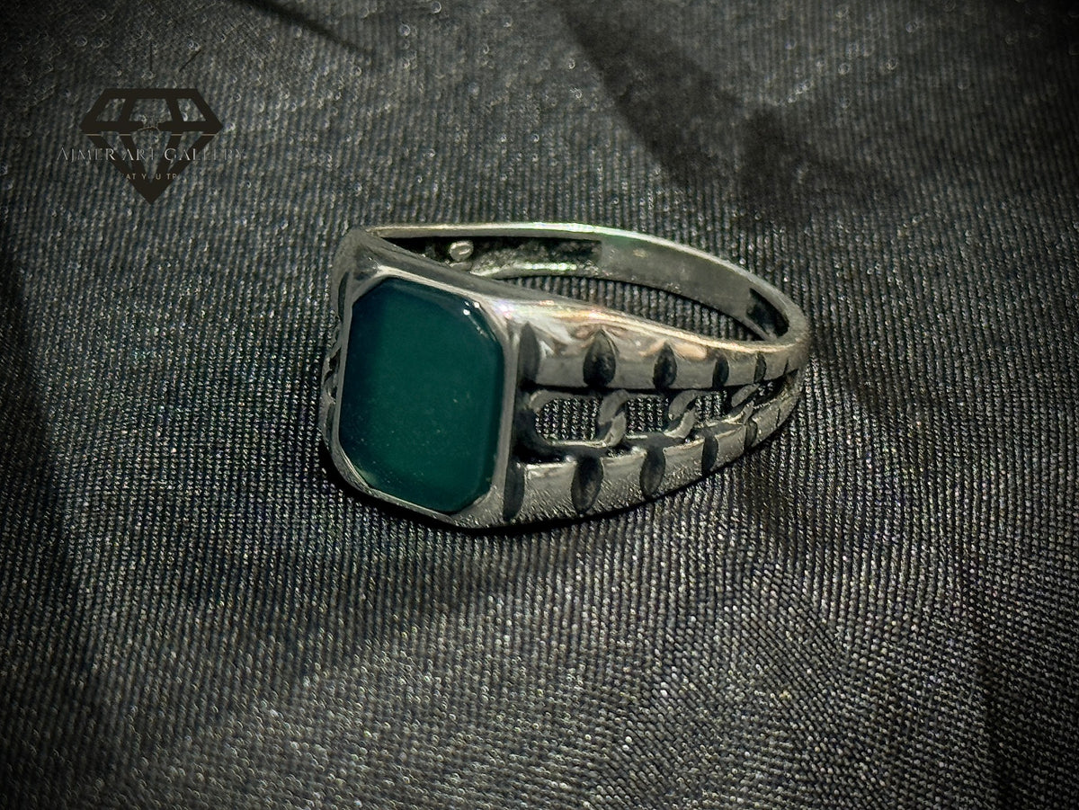 Green Aqeeq Ring
