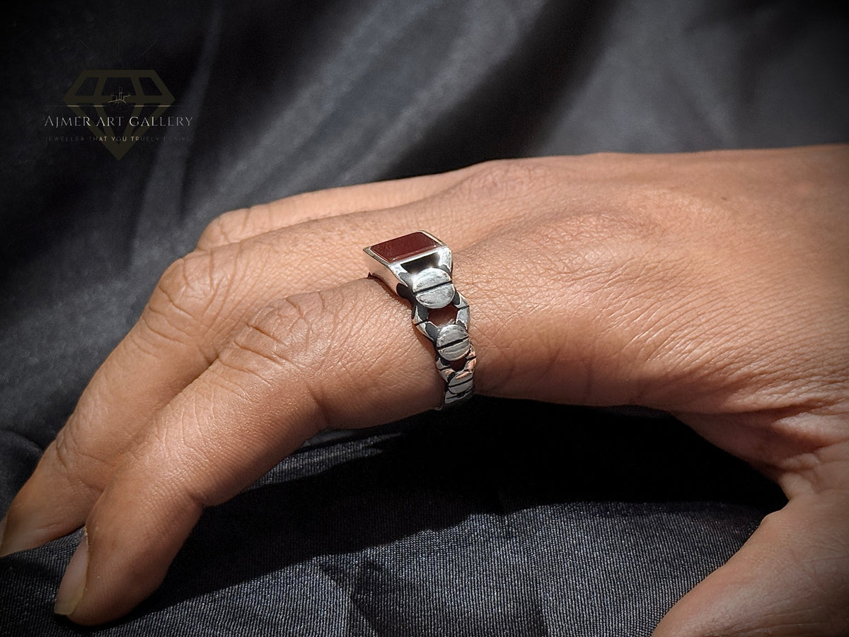 Red Aqeeq Ring