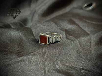 Red Aqeeq Ring