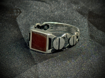 Red Aqeeq Ring