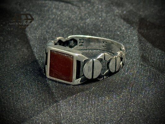 Red Aqeeq Ring