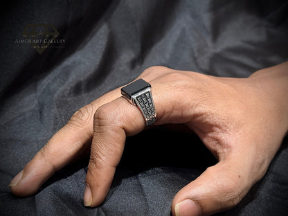 Black Aqeeq Ring