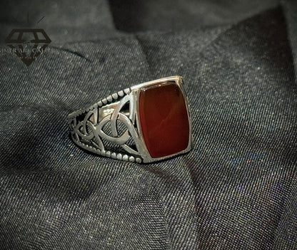 Red Aqeeq Ring