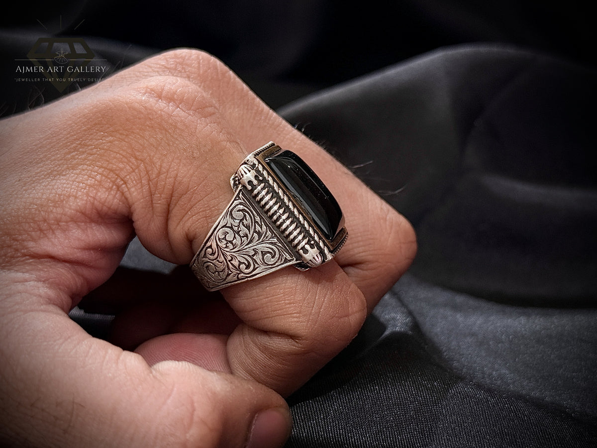Black Aqeeq Ring
