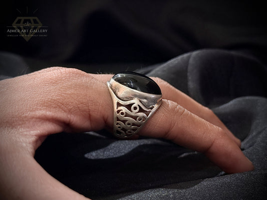 Black Aqeeq Ring