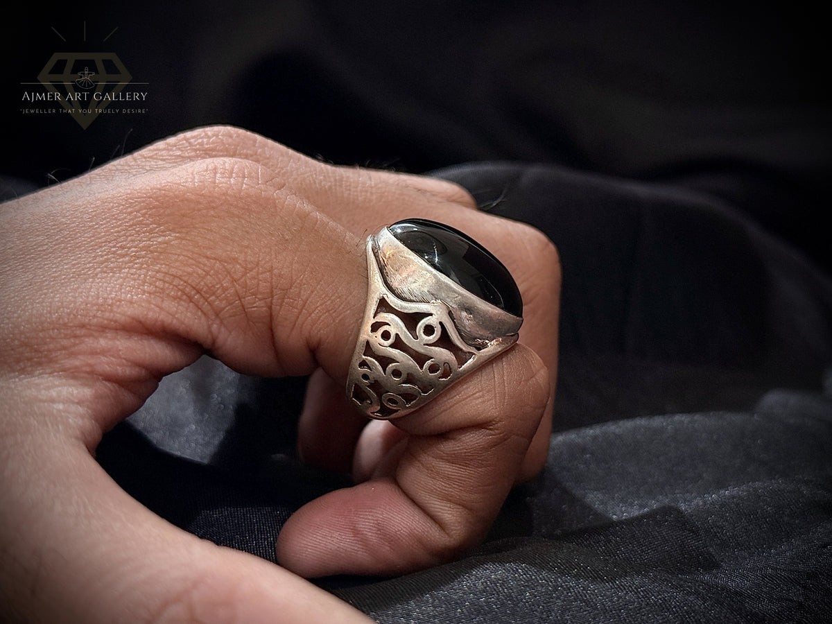 Black Aqeeq Ring