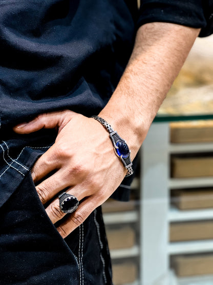 Blue Agate Stone Hand Bracelet