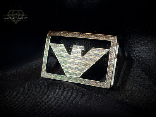 Men's Silver Eagle Belt Buckle with White Stones