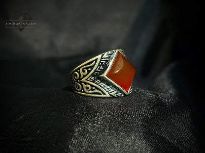 Men's Red Aqeeq / Agate Ring