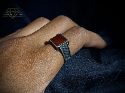Men's Red Aqeeq / Agate Ring
