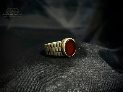 Men's Red Aqeeq / Agate Ring