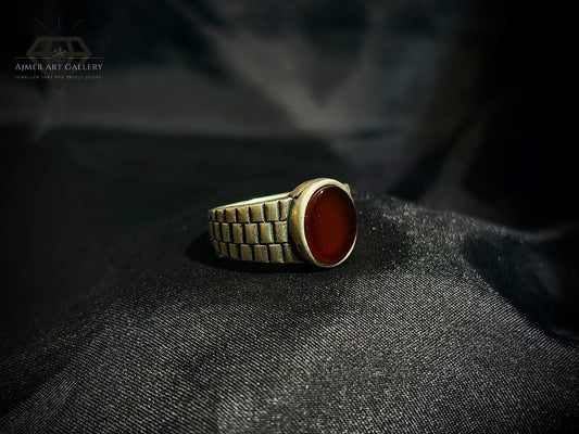 Men's Red Aqeeq / Agate Ring