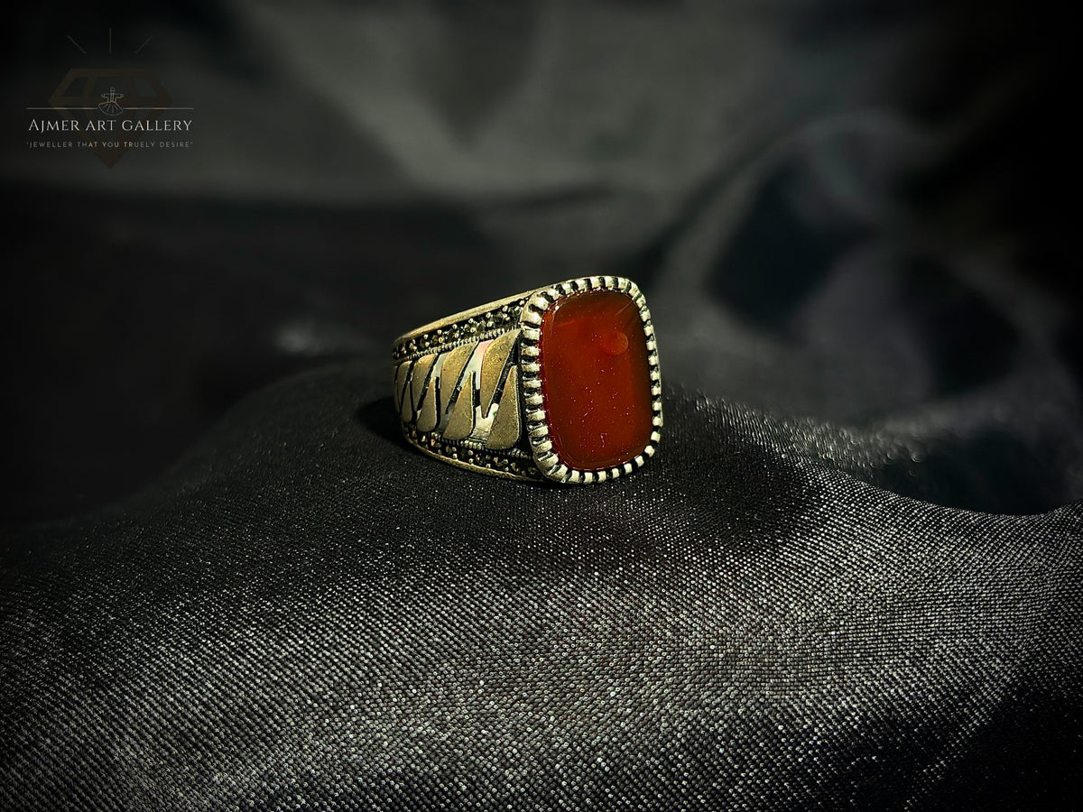 Men's Red Aqeeq / Agate Ring