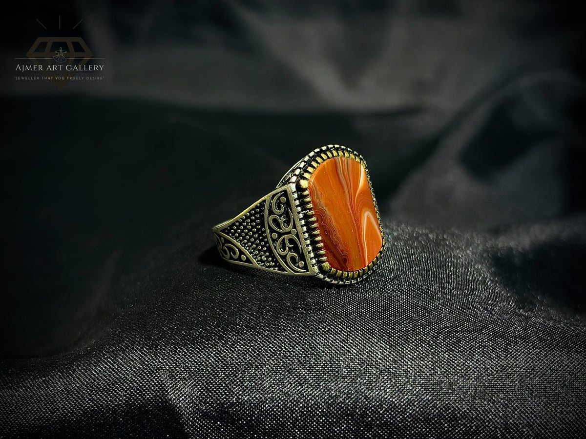 Men's Red Aqeeq / Agate Ring