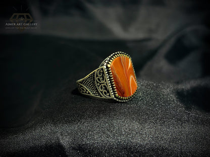 Men's Red Aqeeq / Agate Ring