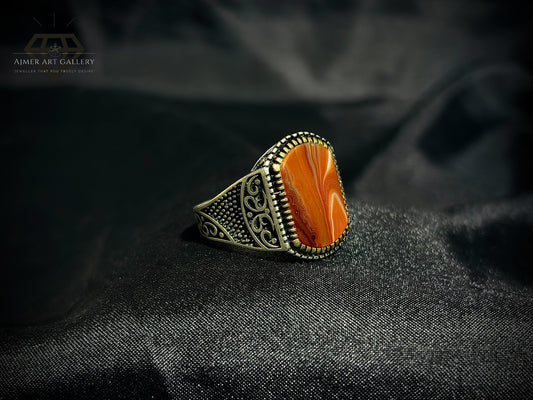 Men's Red Aqeeq / Agate Ring