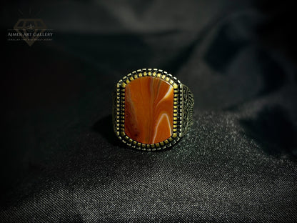 Men's Red Aqeeq / Agate Ring