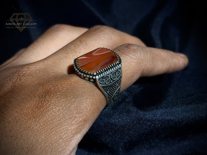 Men's Red Aqeeq / Agate Ring