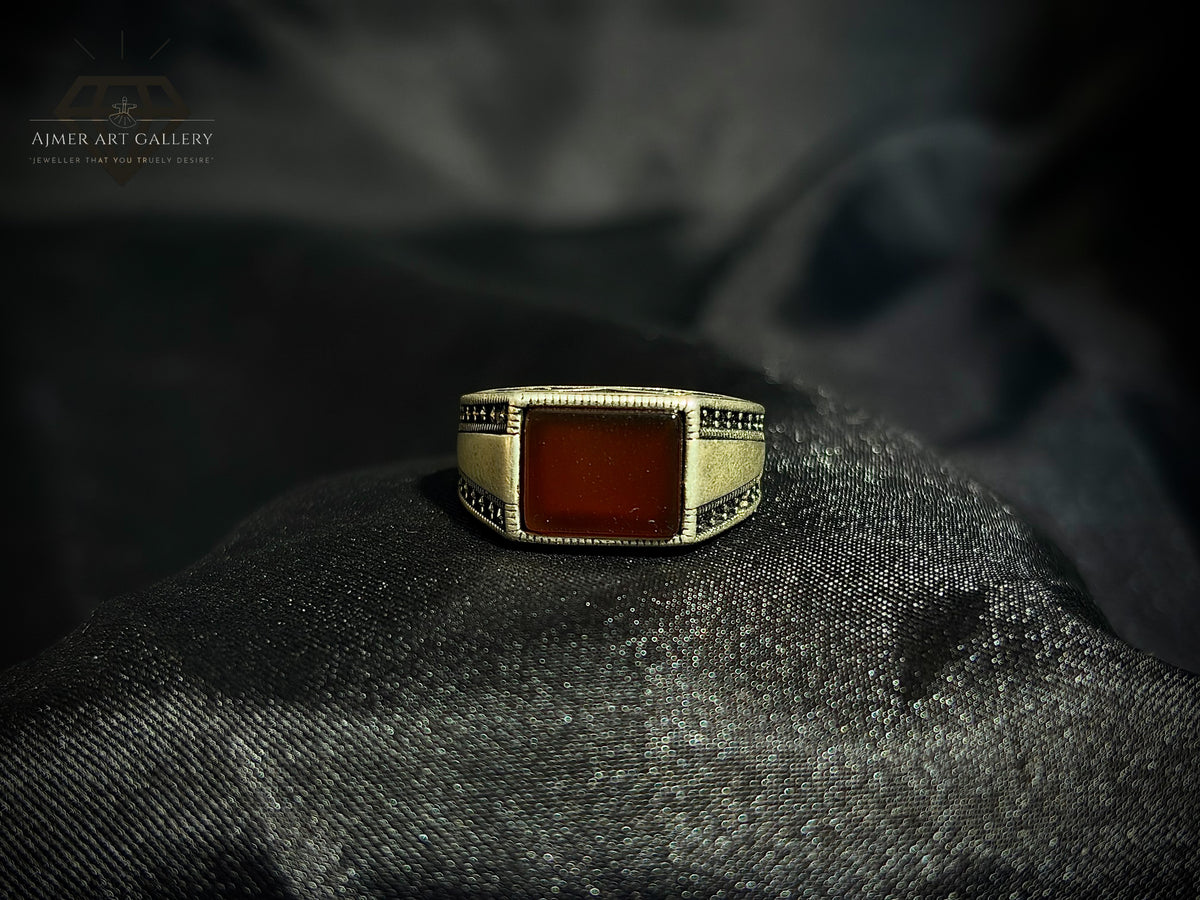 Men's Red Aqeeq / Agate Ring