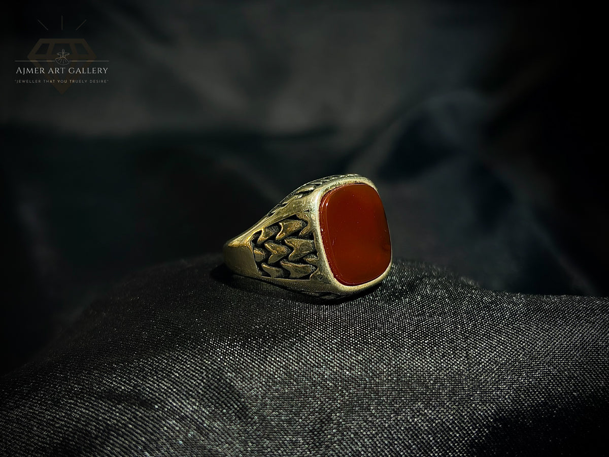 Men's Red Aqeeq / Agate Ring