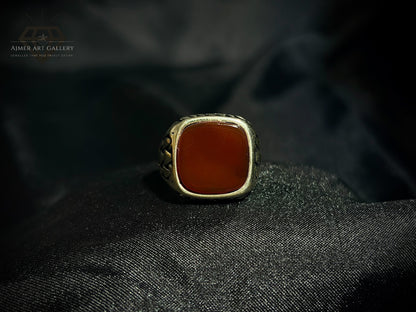 Men's Red Aqeeq / Agate Ring