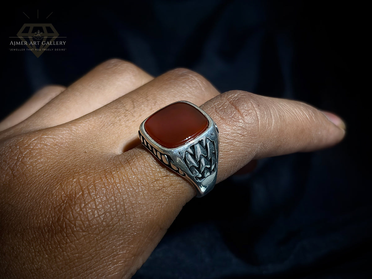Men's Red Aqeeq / Agate Ring
