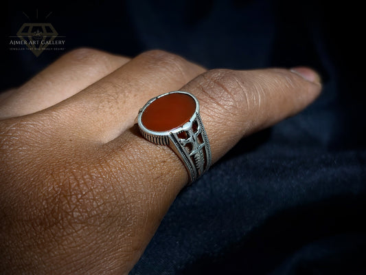 Men's Red Aqeeq / Agate Ring