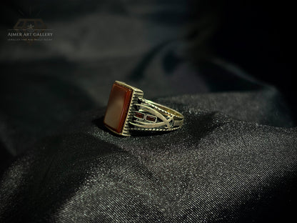 Men's Red Aqeeq / Agate Ring