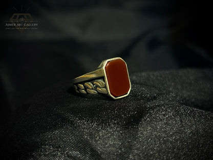 Men's Red Aqeeq / Agate Ring