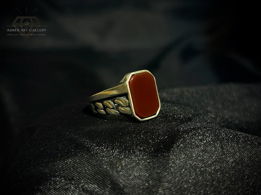 Men's Red Aqeeq / Agate Ring