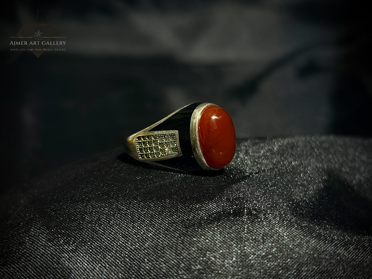 Men's Red Aqeeq / Agate Ring
