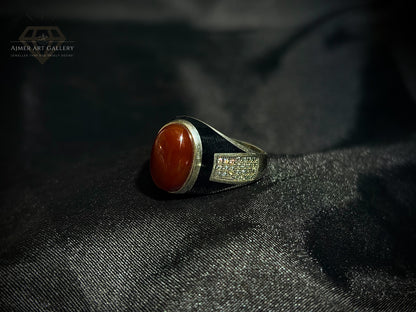Men's Red Aqeeq / Agate Ring