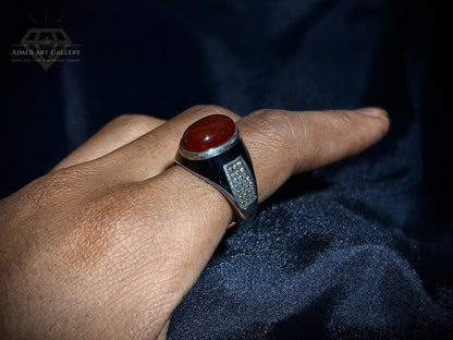 Men's Red Aqeeq / Agate Ring