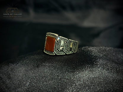 Men's Red Aqeeq / Agate Ring