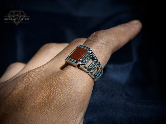 Men's Red Aqeeq / Agate Ring