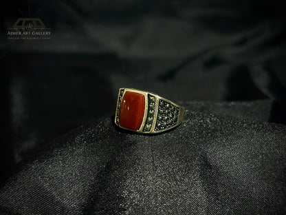 Men's Red Aqeeq / Agate Ring