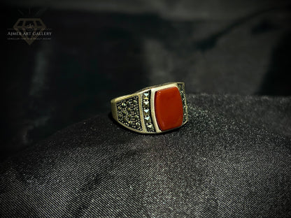 Men's Red Aqeeq / Agate Ring