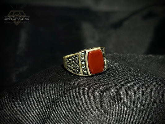 Men's Red Aqeeq / Agate Ring