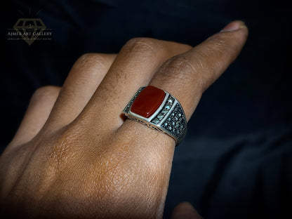 Men's Red Aqeeq / Agate Ring