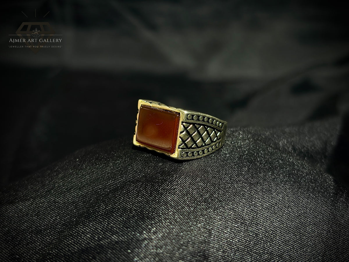 Men's Red Aqeeq / Agate Ring