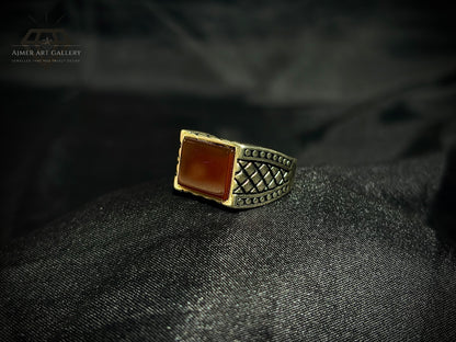 Men's Red Aqeeq / Agate Ring
