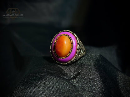 Men's Red Aqeeq / Agate Ring