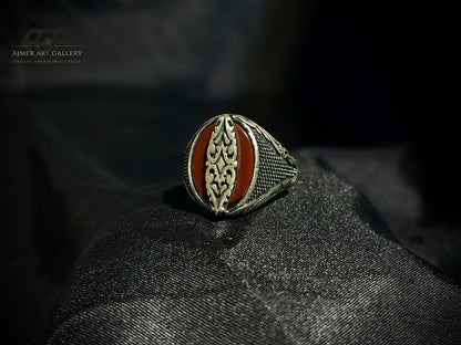 Men's Red Aqeeq / Agate Ring