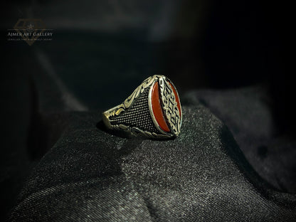 Men's Red Aqeeq / Agate Ring