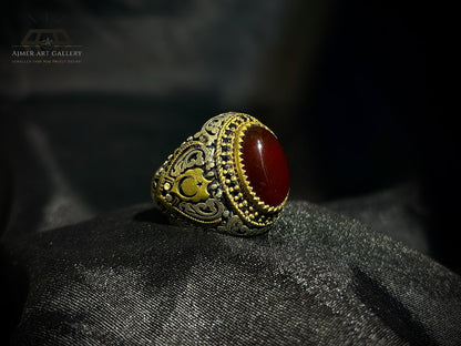 Men's Red Aqeeq / Agate Ring