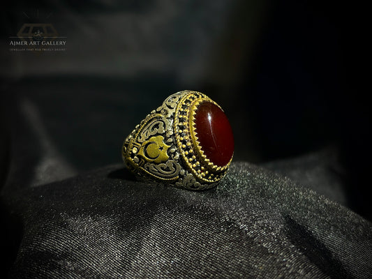 Men's Red Aqeeq / Agate Ring