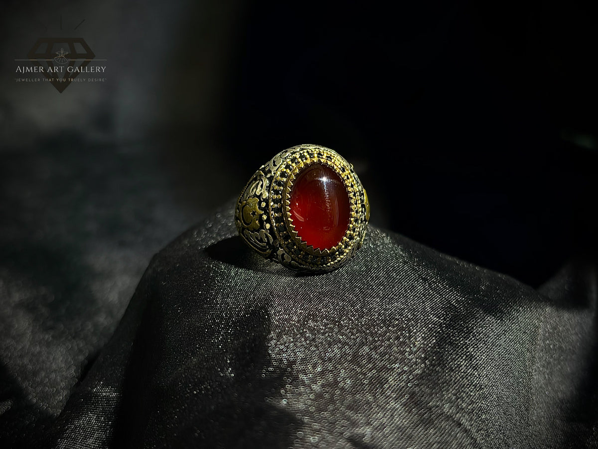 Men's Red Aqeeq / Agate Ring