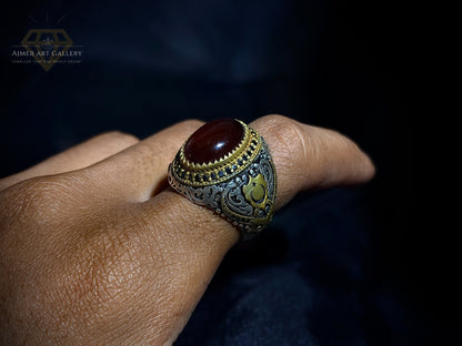 Men's Red Aqeeq / Agate Ring